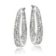 thumbnail image 2 of Silver Tone Crystal Inside-Out Oval Hoop Earrings, 2 of 3