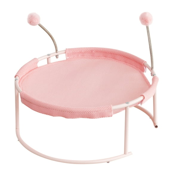 Yeacher Mesh Cats Hammock Bed Breathable for Kittens with Dangling Spring Ball Stable Steel Frame Detachable and Washable Cover