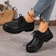 thumbnail image 5 of Negro Zapatos de Mochilas Mujeres Encaje Hasta Oxfords con Suela de Grietas, Mochilas Casuales de las Mujeres Estilo de Tope Redondo Del Dedo Del Pie, 5 of 9