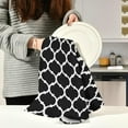 thumbnail image 6 of Dreamtimes Trellis Moroccan Black White Kitchen Towels Bar Tea Dish Towel Dishcloths Set of 6 Super Absorbent Soft 18 x 28 inches, 6 of 7