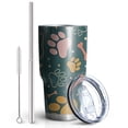 thumbnail image 2 of 30oz Paw Prints and Bones Tumblers Stainless Steel Tumbler with Lid and Straw,Vacuum Insulated Double Wall Travel Tumbler Cups Mug with Cleaning Brush for Coffee,Tea, 2 of 7
