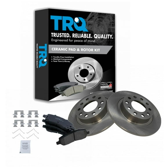 TRQ Rear Brake Pad & Rotor Kit Brake Pads Brake Rotor Ceramic Fits Select 2013-2016 Dodge Dart