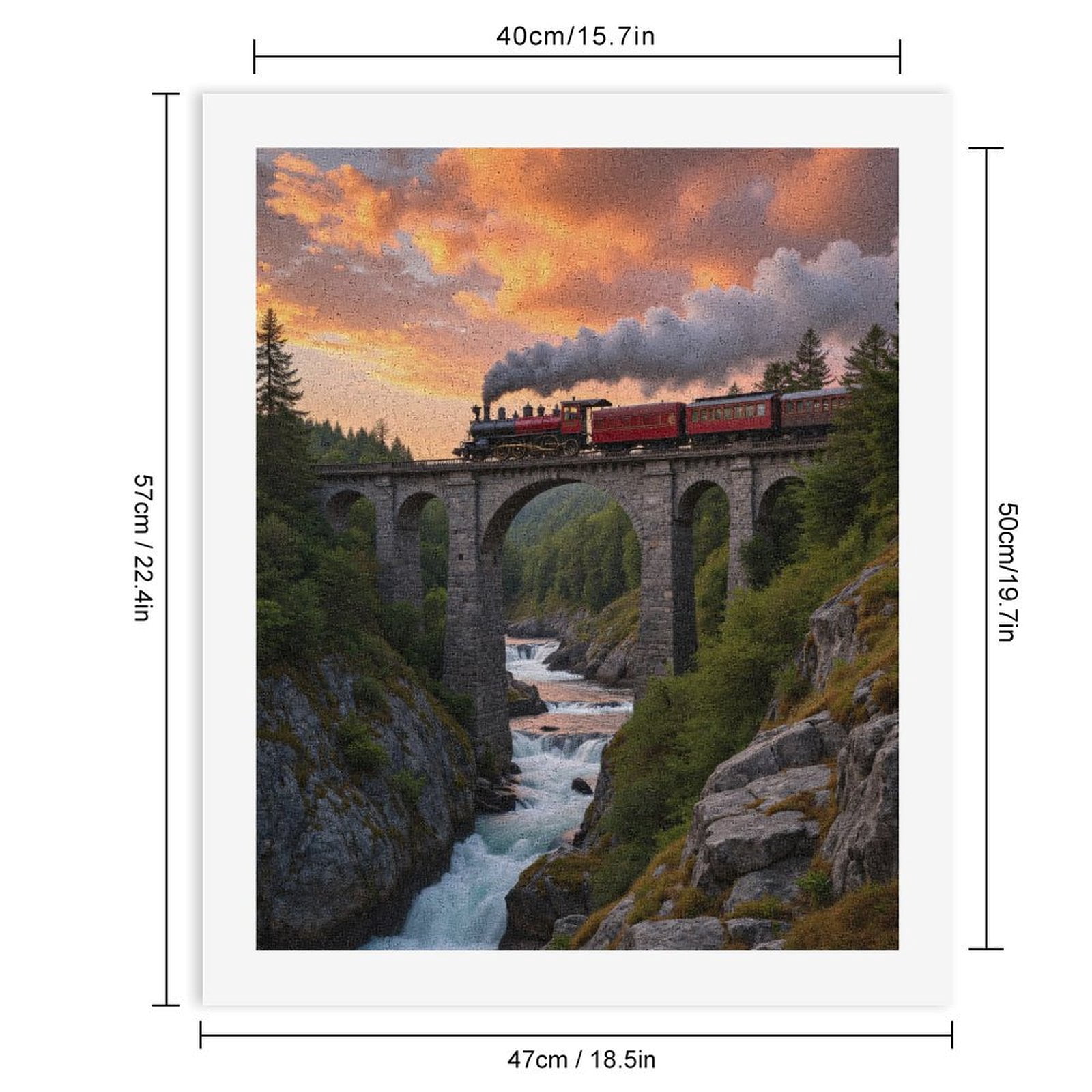 Paint By Numbers Kit for Adults Beginner - DIY Train Bridge Sunset Cascade Canvas Painting Kits for Adults, Frameless Paint By Number for Adults for Home Wall Decor 16x20 Inch