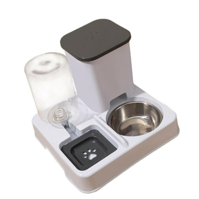 Comedero automático para mascotas, comedero y bebedero, comedero desmontable 2 en 1. gris blanco