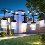 YEOLEH Christmas String Light,52Ft 16LED Similar Edison String Light Commercial Waterproof with 8 Modes for Patio Porch Decor,White