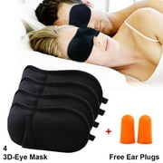 Eye Mask for Sleeping (4 Sleep Mask   Free Ear Plugs) 3D Contoured Sleep Masks for Adults, Men and Women - Soft Padded Eye Shade Cover for Travel Rest - Relax Sleeping Blindfold for Your Eyes - Black