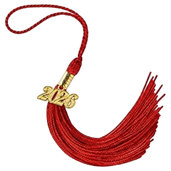 Graduation Tassel, Red Tassel for Graduation Cap with Year Gold Charm for Graduation Ceremony Tassel Accessories