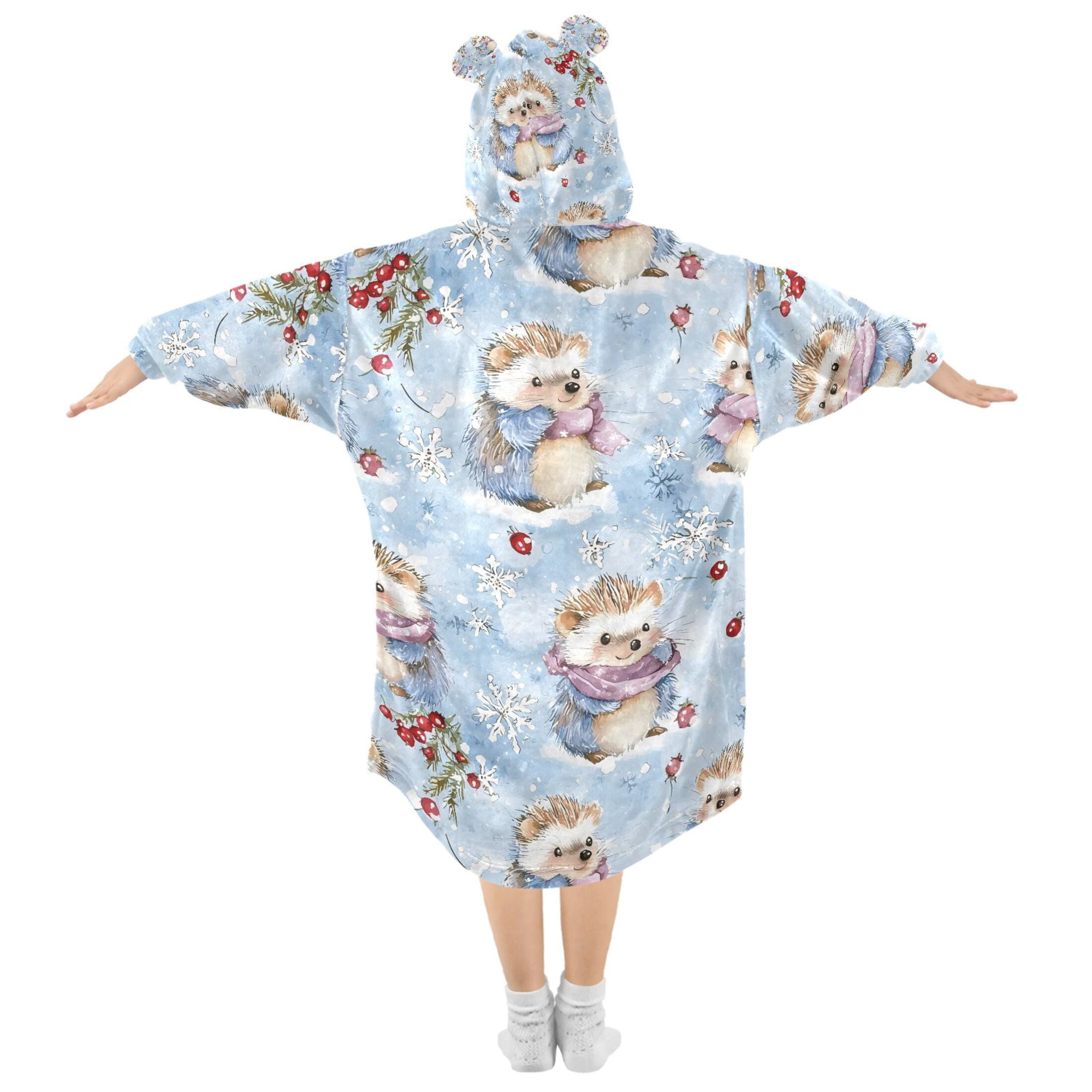 joogoo Wearable Blanket Hoodie for Cute Hedgehog Oversized Sherpa Hooded 3-14 YR M