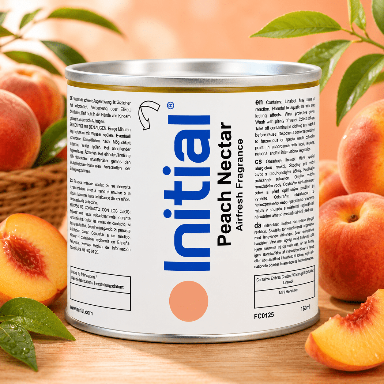 INITIAL Peach Nectar Liquid Air Freshener Odor Eliminator Long-Lasting Scent for Car, Home & Office - 100ml