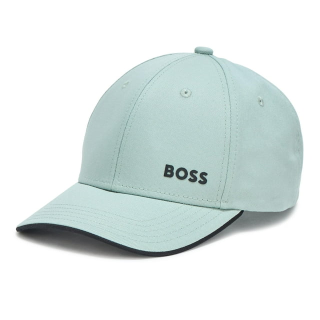 Gorra de sarga de algodón con logotipo atrevido de Boss, color verde iceberg