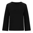 thumbnail image 6 of Diufon Casual Fall Tops for Women Round Neck Long Sleeve Pullover Tops Solid Color Blouses, 6 of 7