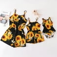 thumbnail image 2 of IBTOM CASTLE Mommy and Me Dresses Outfits Floral Sling Family Matching Romper V Neck Clothes Suit Set for Mother and Daughter XL Black Sunflower, 2 of 8