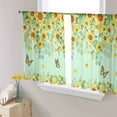 thumbnail image 3 of Sheer Curtains 54 inches Long, Sunflowers Eucalyptus Butterfly Floral Watercolor Green Light Filtering Sheer Window Curtains Rod Pocket Voile Drapes for Bedroom Living Room, 52"W x 54"L 2 Panels, 3 of 7