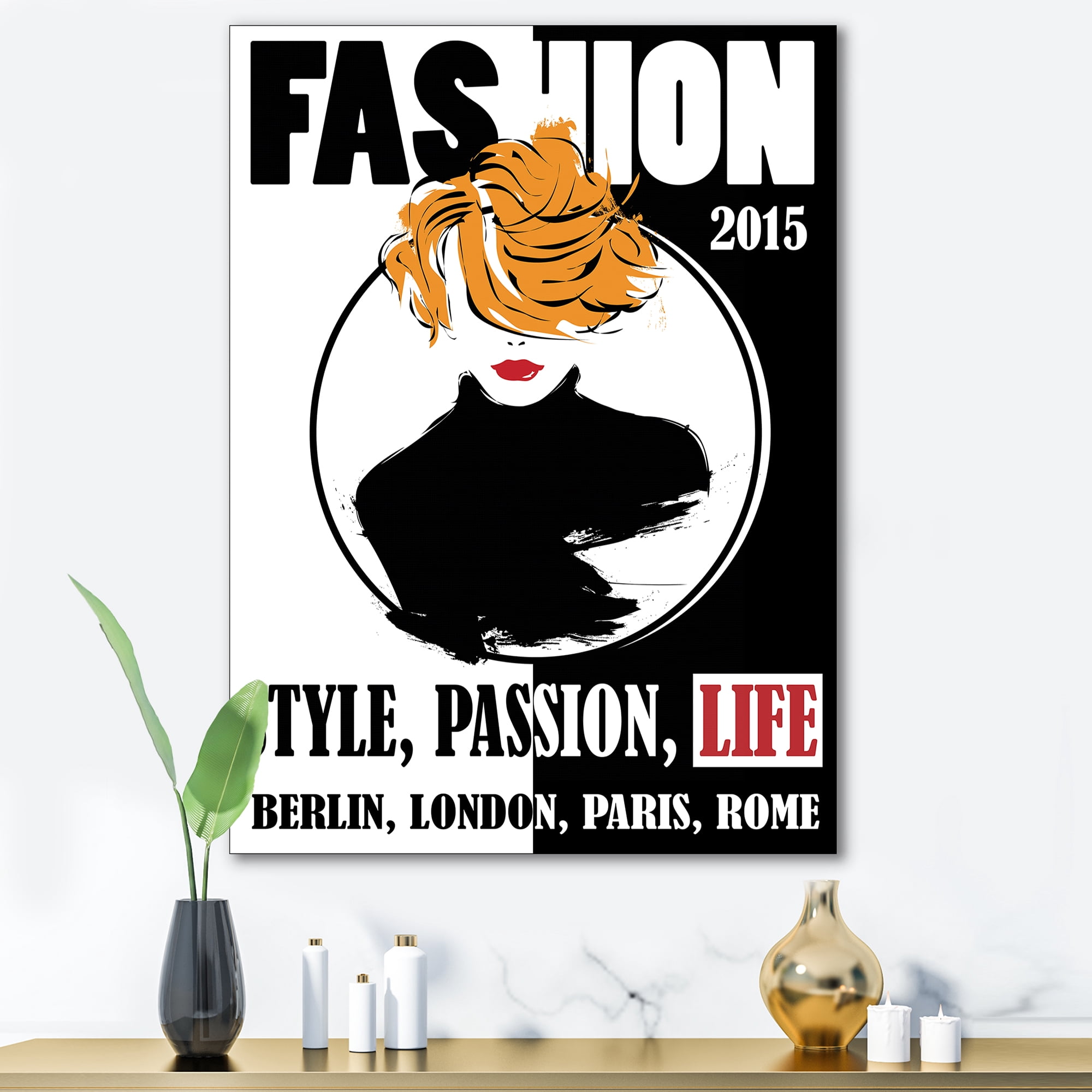 Designart ' Style Passion Life Fashion Woman V ' Modern Canvas Wall Art Print