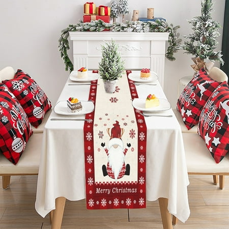 

Christmas Table Runner Holiday Placemat Cotton Linen Tablecloth for Dining Table Decorations Home Birthday Party Decor 13 x 70 Inch