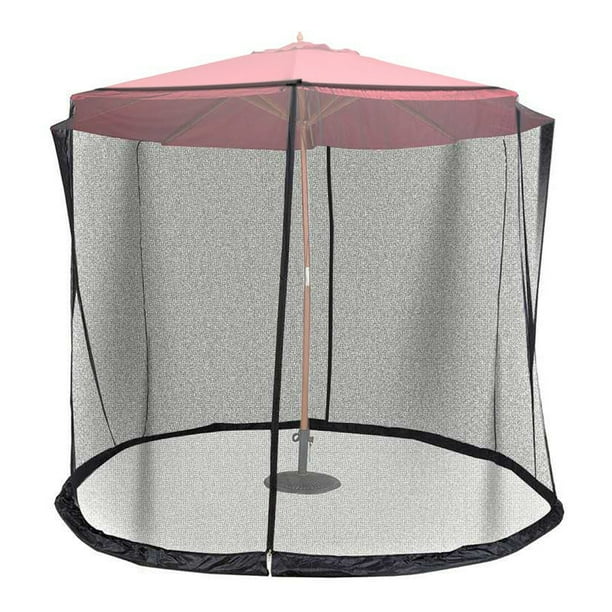 11ft Umbrella Screen Adjustable Umbrella Mesh Netting with Double Zippered Doors for Outdoor