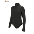 thumbnail image 5 of Spencer Women's Basic Solid Bodysuit Long-Sleeve Mock Turtleneck Leotard Tops Bodycon Jumpsuit, 5 of 10