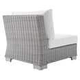 thumbnail image 5 of Modway Conway Modern Rattan & Fabric Outdoor Armless Chair in Light Gray/White, 5 of 10