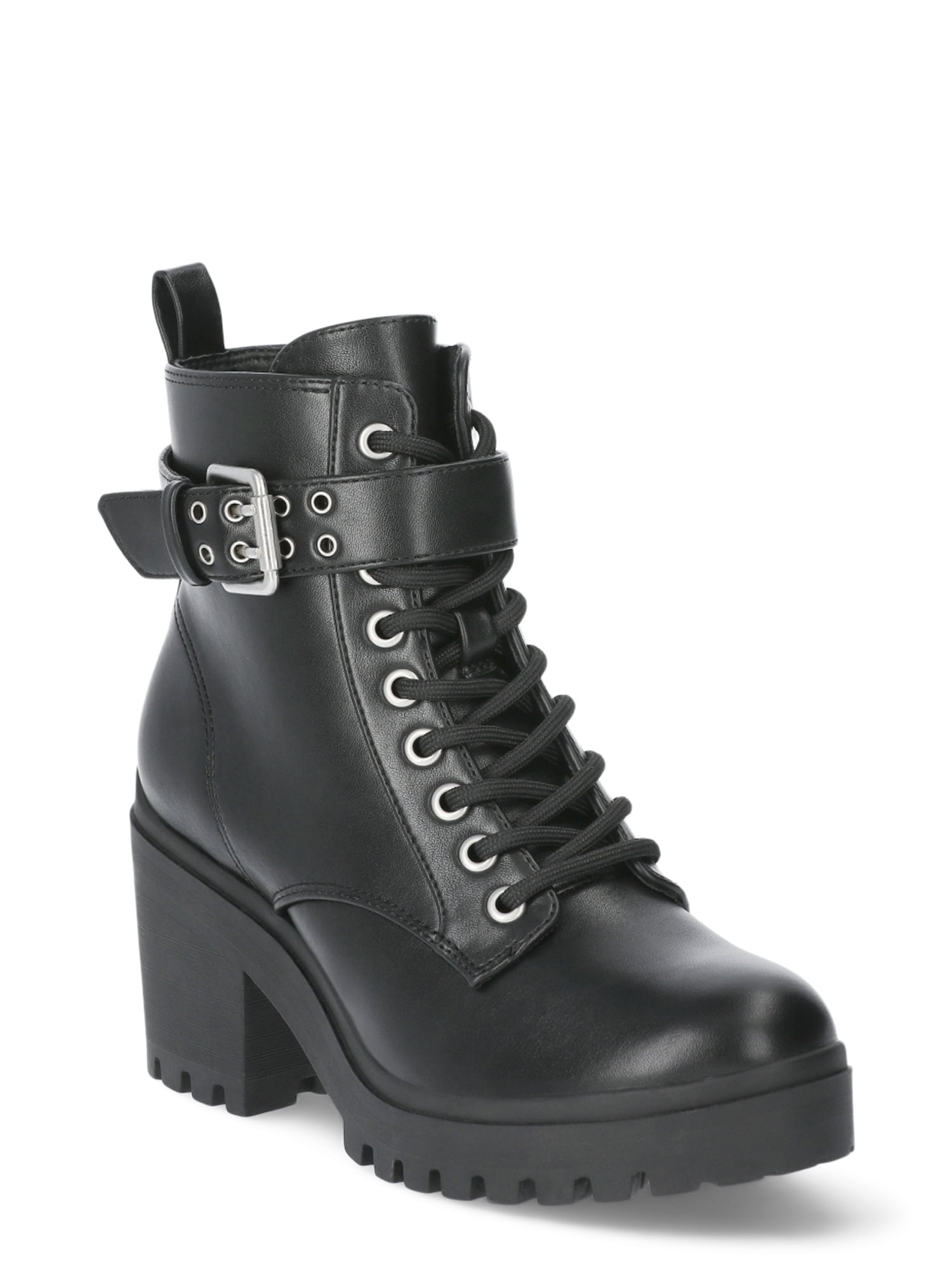 No Boundaries Women's Lug Sole Combat Boots, Wide Width Available