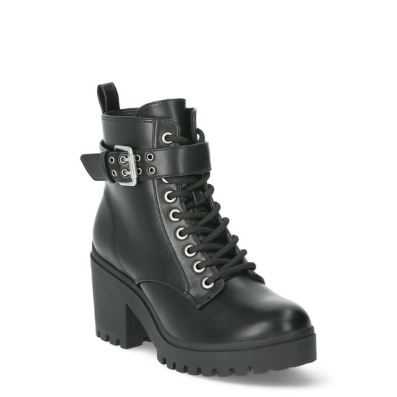 No Boundaries Women's Lace Up Motto Boot, Wide Width Available