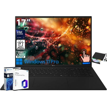 LG Gram 17" WQXGA Touchscreen Laptop - Office Lifetime, 32GB RAM, 2TB SSD, Intel Ultra 7 Series 2, Intel Arc Graphics, Wi-Fi 7, Copilot+PC, Windows 11 Pro, Lightweight Computer, Backlit KB