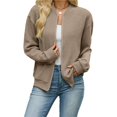 thumbnail image 6 of Wevis Women's Zip Up Fall Jacket, Long Sleeve Ribbed Knit Autumn Cardigan, Casual Loose Lightweight Sweater Coat, 6 of 7