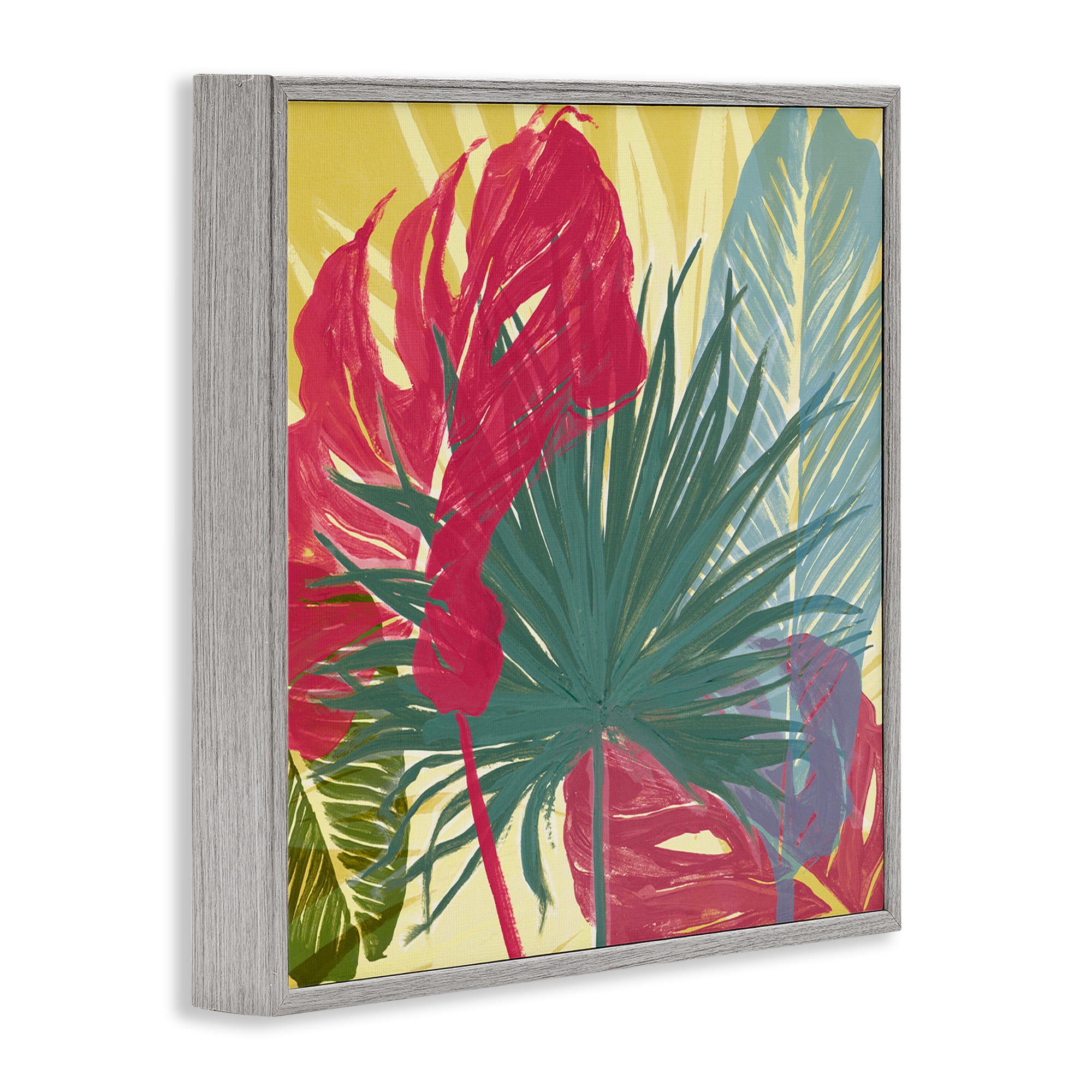 Stupell Industries Bold Botanical Party Botanical & Floral Painting Gray Framed Art Print Wall Art, 24 x 24