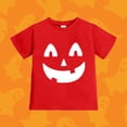 thumbnail image 2 of Byoo Cotton Tee Top for Toddler Girl Soft Daily Pumpkin Expression Printed Kids T-Shirt Active Pullover Top,Red, 2 of 5