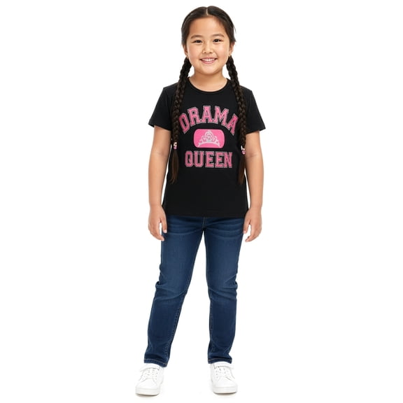 Girls First Girls' 2-Piece Jeans Set Outfit Color: black/multi Size: 6