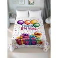 thumbnail image 2 of Twin Size Flat Sheet Only, Happy Birthday Soft Brushed Microfiber Bed Sheets, Colorful Balloon Gifts Patterns Hotel Quality Breathable Bedding Top Sheet, Easy Care, 66"x96", 2 of 9