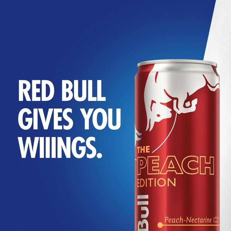 Red Bull Peach Edition Energy Beverage, 12 fl oz, 6 Packs of 4