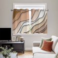 thumbnail image 5 of Brown Ombre Kitchen Curtains Short 54 Inch Length, Modern Geometric Abstract Aesthetic Cream Grommet Top Bedroom Living Room Curtains, Light Filtering Cafe Curtain Drapes 2 Panels Set 84''x54'', 5 of 9