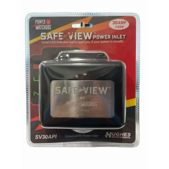 Hughes Auto Power Inlet Port SV30API SafeView; 30 Ampere; 125 Volt; Black; Nickel Plated Contacts; ETL Certified; Twist Lock Design; Water Resistant Cover; With Halo Status Light
