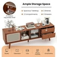 thumbnail image 5 of Costway Bamboo TV Stand Console Table with PE Rattan  Door & 2 Drawers for TV up to 65" Brown, 5 of 11