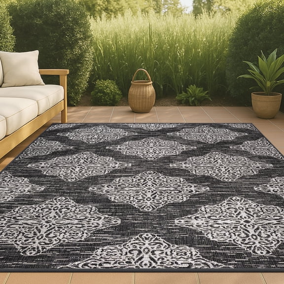 JONATHAN Y SANTA MONICA 4 x 6 Area Rug, Tuscany Ornate Medallions - Black/Ivory, SMB121B-4