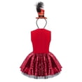 thumbnail image 2 of YiZYiF Robe Tutu de Danse pour Filles Sans Manches à Paillettes Brillantes pour Fête et Spectacle avec Haut-de-Forme Couvre-Chef Rouge 10, 2 of 6