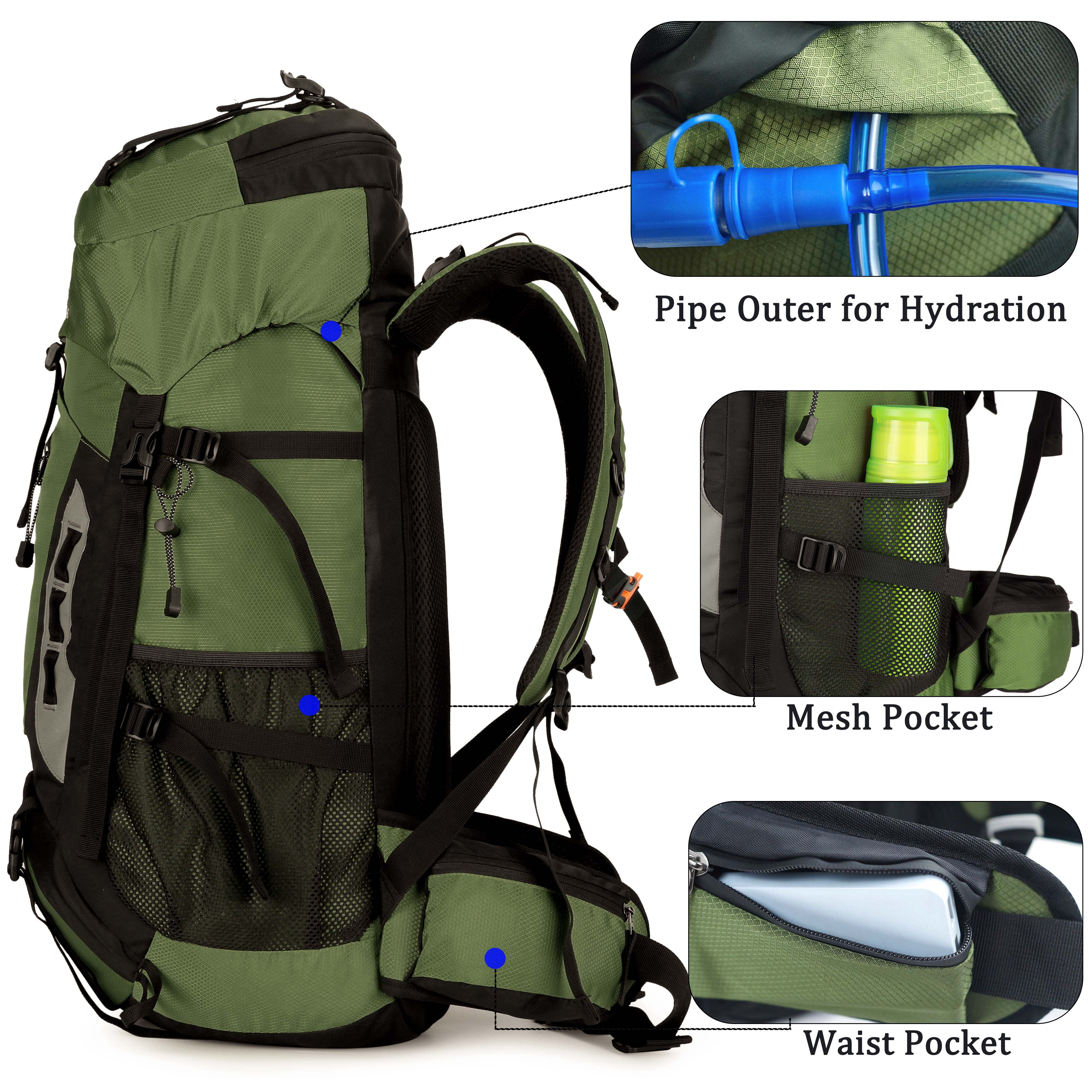 60L Travel Hiking Camping Backpack with Rain Cover,Backpack Water Resistant,Traveling Backpack for Men Women