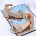 thumbnail image 6 of WAYUTE Girls Sandals High Heel Rhinestone Non Buckle Summer Dress Princess Shoes for Tween Kids Fashion Party Wedding,Gold,10 Y-10.5 Y, 6 of 7