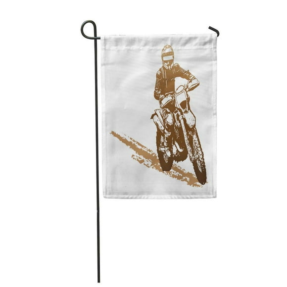 POGLIP Bike Brown Motorbike Dirt Dirty Motocross Action Black Dust Garden Flag Decorative Flag House Banner 28x40 inch
