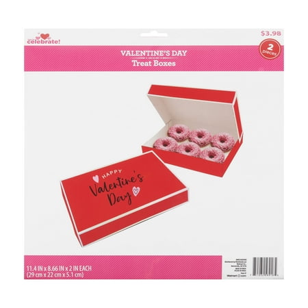 Way To Celebrate Valentine's Day Treat Boxes, 2 Pieces