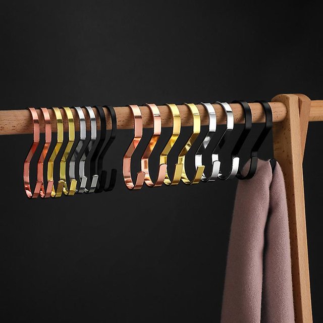 Juego de 15 ganchos de metal en forma de S, ganchos multifuncionales en forma de S para baño, dormitorio, oficina, cocina (5 piezas para cada color)