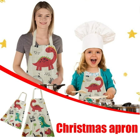 

Barhoo Apron for Dad Clearance! Apron Parent Children the Family Kitchen Christmas Print Linen Family Aprons 2Pc