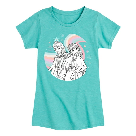Frozen 2 - Anna Elsa Rainbow - Toddler And Youth Girls Short Sleeve Graphic T-Shirt