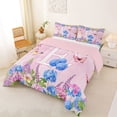 thumbnail image 2 of Manfei Cartoon Alphabet E Print Full Size Comforter Sets,Kawaii Butterfly Bedding Comforter Set,Multicolored,Pink Reversible,3pcs,1 Comforter and 2 Pillowcases, 2 of 7