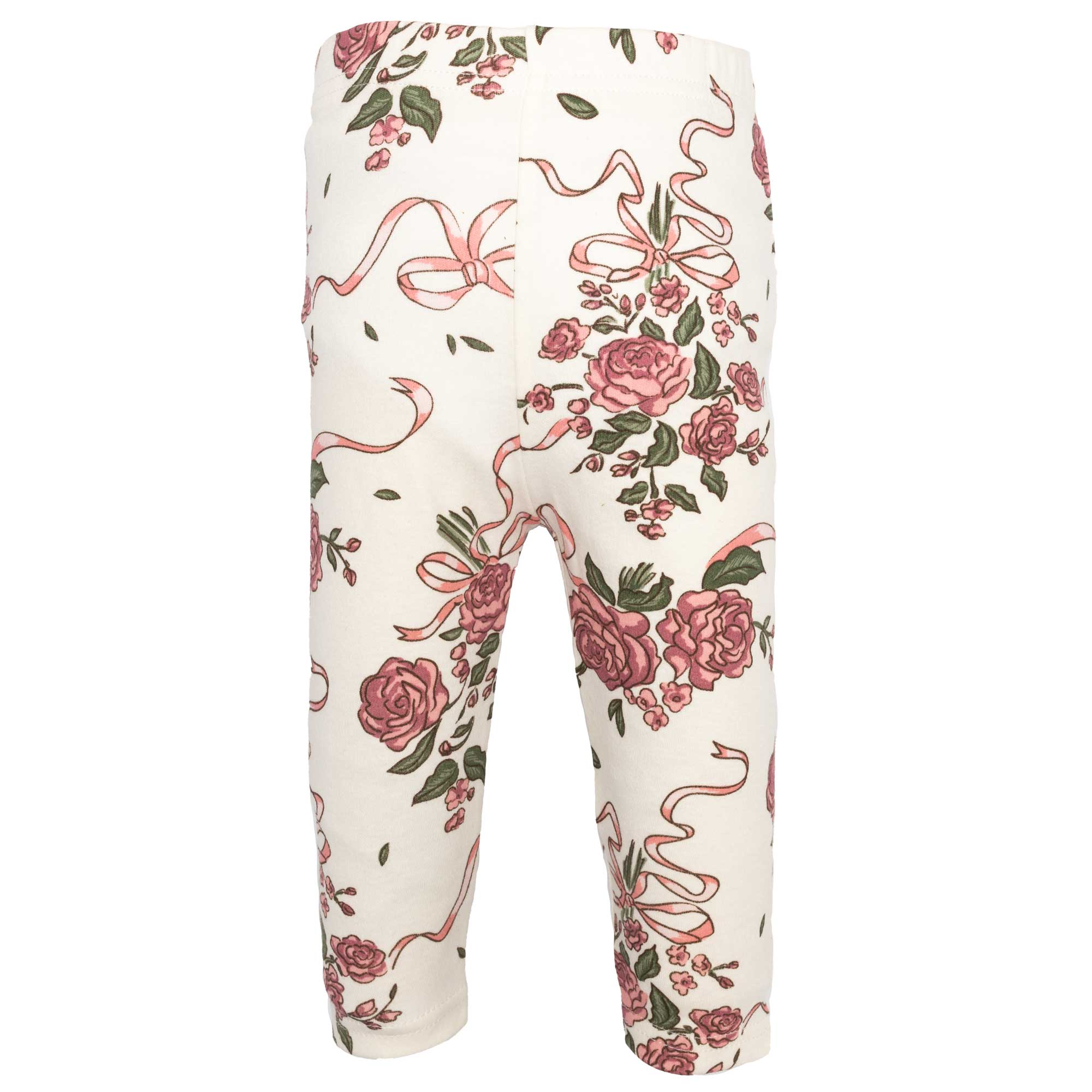 Hudson Baby Infant Girls Cotton Bodysuit, Pant and Shoe Set, Floral Bow, 3-6 Months