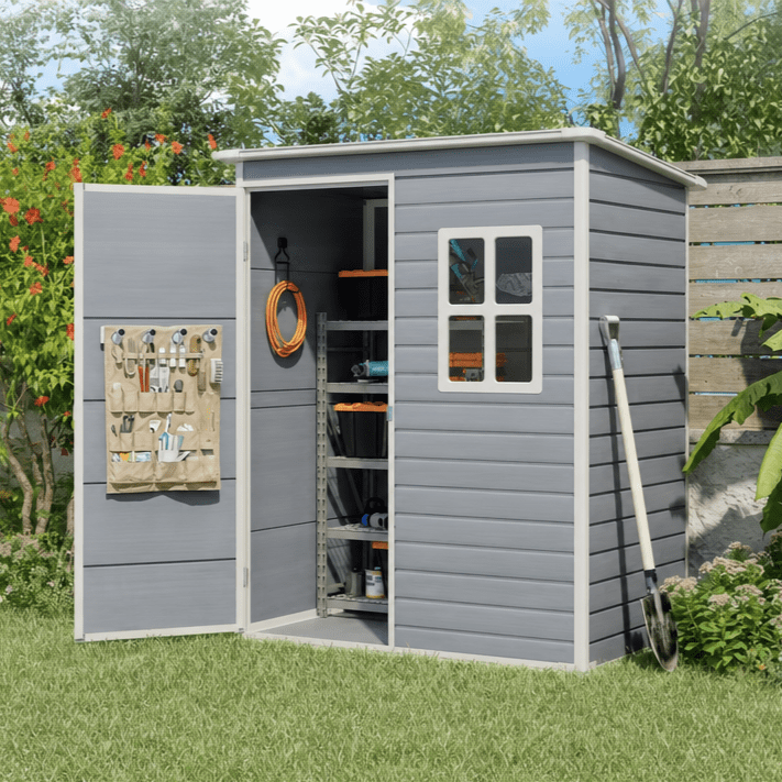 Seizeen Outdoor Shed, All-Weather Plastic Storage 82'' H, Resin