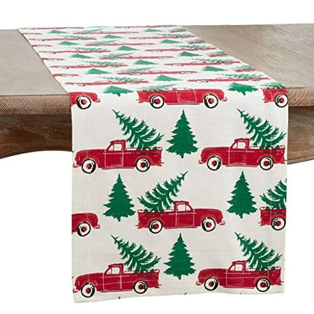 

Fennco Styles Holiday Tree & Truck Christmas Cotton Table Runner 14 W X 90 L – Multicolor Woven Festive Table Cover for Winter Festivals Home Décor Banquets Family Gatherings Special Events