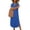 Blue, variant on Women's Short Sleeve Shirt Dress, V-Neck Button Down Midi Dress, Summer Casual Belted Long Skirt Dress with Pockets Loose Fit
