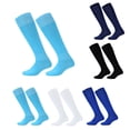 thumbnail image 2 of Wosthever Calcetines largos lisos para niños, medias finas de fútbol de algodón y poliéster que absorben el sudor por encima de la rodilla, Uniforme atlético negro, 2 of 6