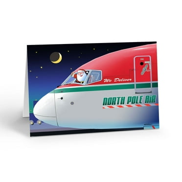 Santa's Airplane Delivering Presents Holiday Card - 18 Holiday Cards & 19 Envelopes - 80035